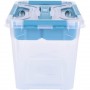 caja de almacenaje con tapa con asa incluye bandeja organizadora 29 x 19 x 18 cm 66 l huberthilda transparente aqua blau azul
