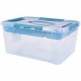 caja de almacenaje con tapa con asa incluye bandeja organizadora 39 x 29 x 18 cm 153 l huberthilda transparente aqua blau azul