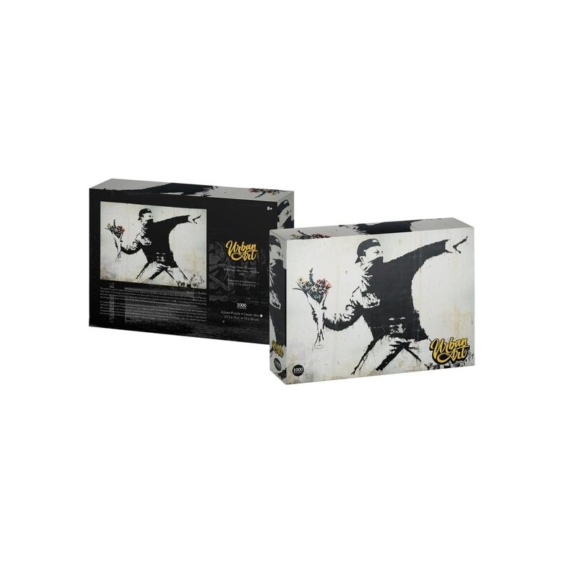 puzzle urban art man throwing flowers 1000 piezas