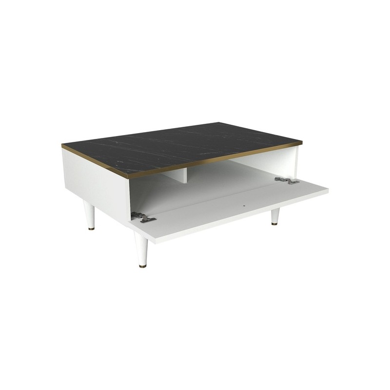 mesa auxiliar100 tablero de aglomerado rechapado en melamina color blanco oro negro