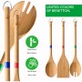 set 3pc utensilios cocina bamboo con set 5 cuchillos de cocina con funda protector y set 24pcs cubertería acero inoxidable man