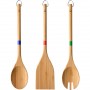 set 3pc utensilios cocina bamboo con set 5 cuchillos de cocina con funda protector y set 24pcs cubertería acero inoxidable man