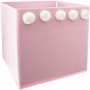 caja de almacenamiento infantil con pompones color rosa 29 x 29 x 29cm