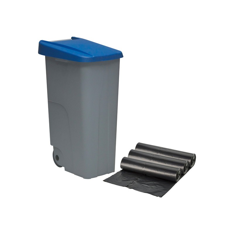 contenedor reciclo 110 litros cerrado 3x bolsas de basura de 10 unidades42x57x88 cm