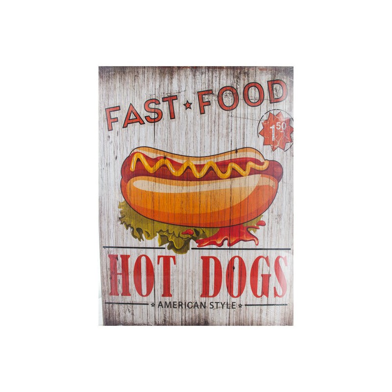 fast food hot dogs cuadro de madera