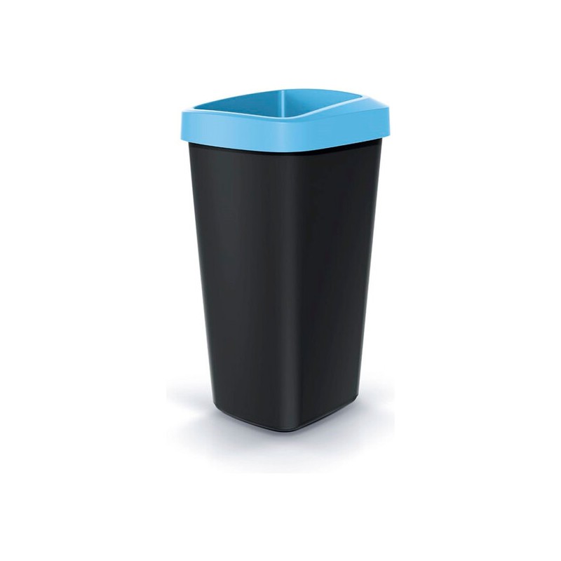 cubo de reciclaje 45l keden en plástico con práctica tapa abierta color azul