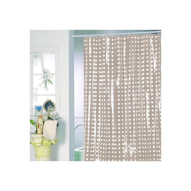 cortina de ducha poliéster y polipropileno con 12 anillas