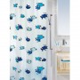 cortina de ducha textil azul