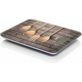 balanza electrónica de cocina diseño madera cucharas 10 kg