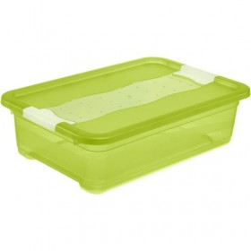 cubo de almacenaje con tapa plástico verde transparente 28 l